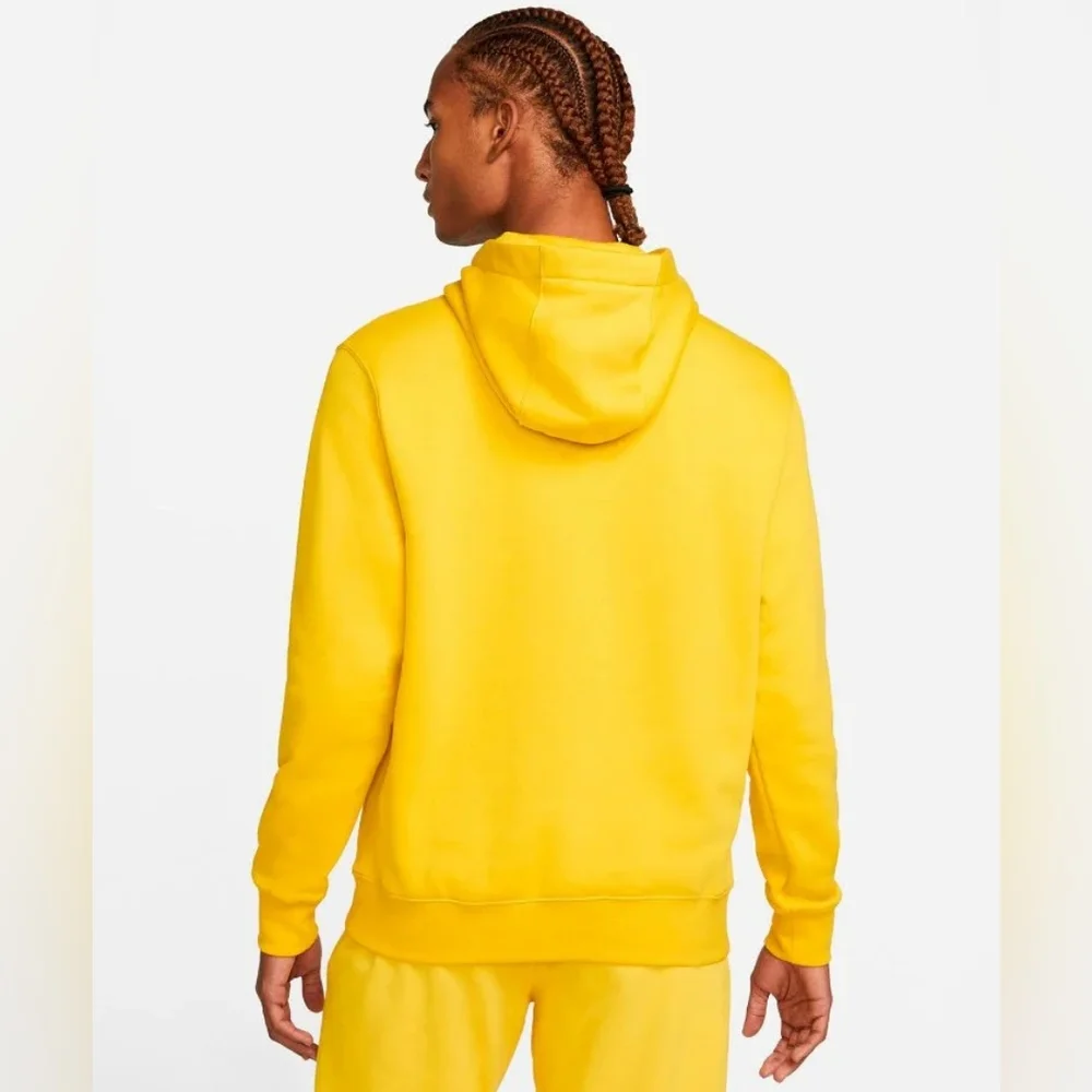 NIKE Men's Yellow Sportswear Club Fleece Hoodie Sweatshirt XL - Picture 2 of 10